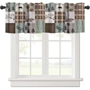 Rustic Moose Deer Valance, Vintage Bear Cottage Country Style Rustic Cabin Mountain Farmhouse Windows Curtain Valance for Bedroom Living Room, One Panel 54x18in in Kuwait