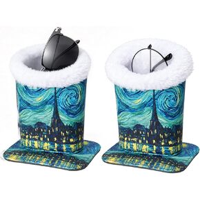 MEGREZ 2PCS Plush Lined Eyeglass Holder, PU Leather Glass stand with Magnetic-Base in Kuwait