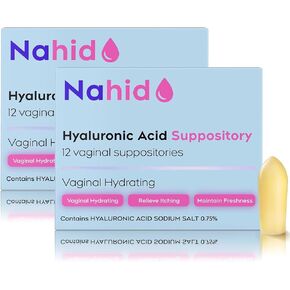 Nahid Vaginal Moisturizing Suppositories | 15 mg Hyaluronic Acid | Long-Lasting 72-Hour Hydration | pH-Balanced Formula for Vaginal Dryness | Menopause & Hormonal Changes | 12 Inserts | 1 Pack-0806-1 in Kuwait