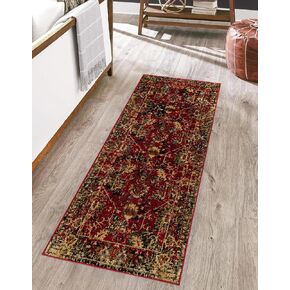 Unique Loom Saturn Collection Area Rug - Ion (2' 7" x 14' 1" Runner, Green/ Beige) in Kuwait