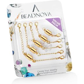 مجموعة تمديد المجوهرات المتنوعة من BEADNOVA مع مسمار للنساء (5 قطع، 1.5-6 بوصة، فضي) in Kuwait