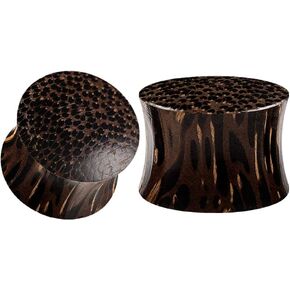 Pair of Palm Wood Double Flared Saddle Piercing Jewelry Ear Stretcher Solid Plugs Flesh Earring Lobe in Kuwait