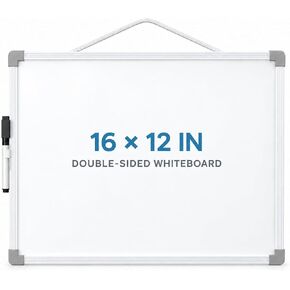 MaxGear Double-Sided Small Dry Erase Board, 14"x11" Mini Hanging Whiteboard, Dry Erase White Board with a Black Dry Erase Marker, Portable Whiteboard for Students - Planning, Drawing, Memo, to Do List in Kuwait