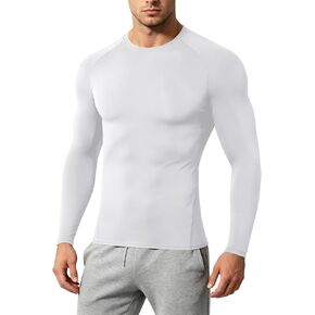1/5 Pack Men’s Compression Shirts Long Sleeve Athletic Workout Rash Guard Gym Active Sports Undershirt Base Layer Top in Kuwait