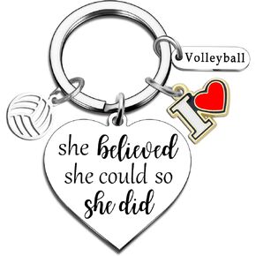 Volleyball Gifts for Teen Girls Women Volleyball Stuff Keychain Accessories Cute Gifts for Volleyball Players-She Believed She Could So She Did-I Love Volleyball Training Equipment Stuff Jewelry in Kuwait