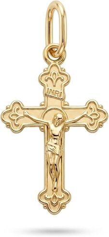 Charm America - Gold Baby Crucifix Charm - 10 Karat Solid Gold - Nickel Free in Kuwait