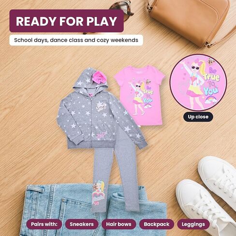 مجموعة ملابس JoJo Siwa للفتيات من Nickelodeon، طقم ملابس بقلنسوة وبنطلون رياضي وتي شيرت من JoJo Siwa in Kuwait