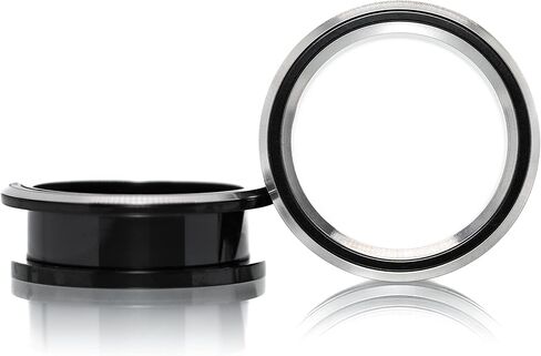 Forbidden Body Jewelry Gauges for Ears, Ear Plug,Tunnels for Ears, Metal Tunnels, Black and Silver Two Tone Rim PVD Over 316L Surgical Steel Screw Fit Tunnel Ear Gauges.(Size 0G-1 Inch)(Sold as Pairs) in Kuwait