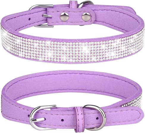 PETPUBGNZS Rhinestone Dog Collar Soft Velvet Leather Cat Collars Cute Luxury Diamond Studded Bling Dog Collar Necklaces Adjustable Puppy Collar for Small Medium Large Dogs Cats Kitten (Pink,XS) in Kuwait