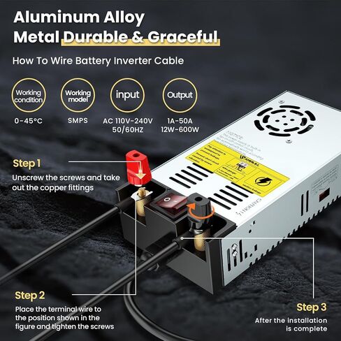 Anbull SMPS 110V AC إلى 12V DC محول التيار الكهربائي محول التبديل محول ماكس 50A 600W in Kuwait