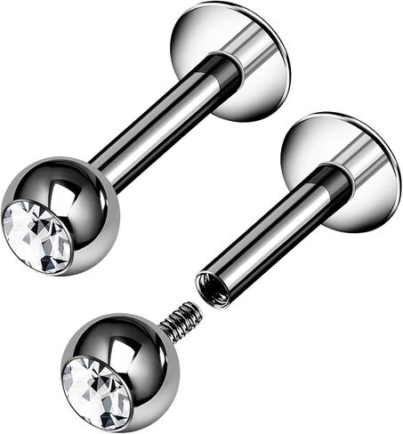BanaVega 2 قطعة التيتانيوم G23 ترصيع Labret داخليًا 16 جرام 1.2 مللي متر 3 مللي متر الكرة مونرو الزنمة أقراط الشفاه ثقب المجوهرات اختيار الحجم واللون in Kuwait