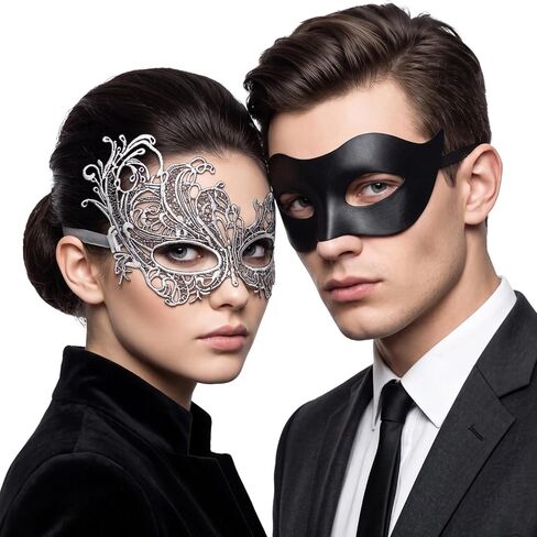 IncreDecor Couple Masquerade Lace Mask Set, Fit for Women & Men Venetian Halloween Masks, Specially for Costume, Mardi Gras in Kuwait