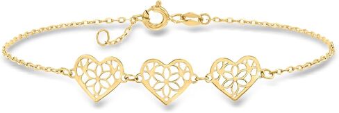 Ross-Simons Italian 14kt Yellow Gold Floral-Pattern Heart Station Bracelet. 7.5 inches in Kuwait