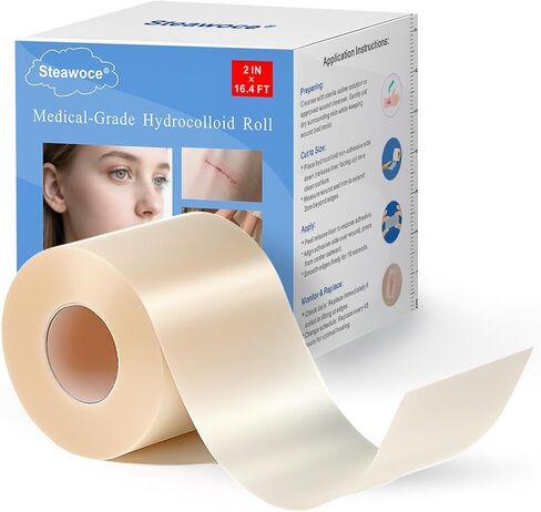 3-in-1 Hydrocolloid Bandage Roll (2" x 16.4 ft) - Sterilized, Waterproof Wound Dressing for DIY Sizing, Latex-Free and Hypoallergenic, Great for Blisters, Cuts & Pimples (2" x 16.4 ft) in Kuwait