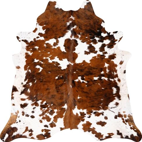 ecowhides 100% Genuine Brazilian Cowhide Rug - Brindle White Belly - Luxury Cowskin Leather Area Rug Decor (X-Large) 7 x 6 ft in Kuwait