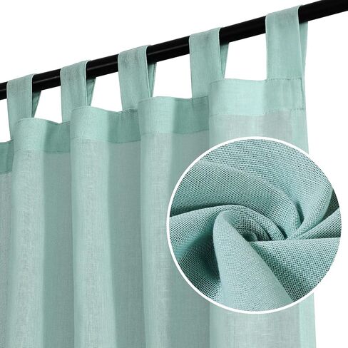 H.VERSAILTEX Linen Blended Sheer Curtains 63 Inches Length 2 Panels Textured Woven Linen Sheers Curtain Drapes for Living Room/Bedroom Light Filtering Tab Top Casual Draperies - Grey in Kuwait