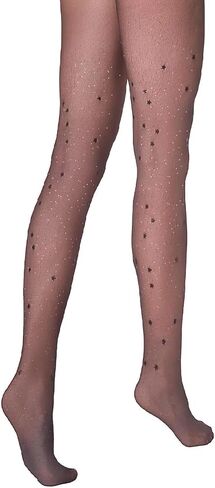 MARILYN Fashion European Pattern Pantyhose Gold Silver Shimmer Polka Dot Black Stars in Kuwait