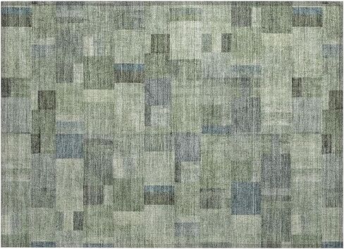 Addison Rugs Chantille ACN639 أخضر 2'3" x 7'6" سجادة للمدخل الداخلي والخارجي، سجادة منطقة المطبخ مقاومة للبقع وقابلة للغسل للحمام والغسيل وغرفة النوم in Kuwait