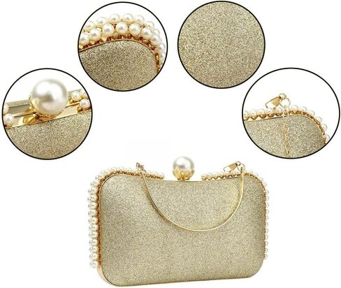 YYW Clutch Purse for Women Pearls Evening handbag Wedding Party Purse Shoulder Bag in Kuwait