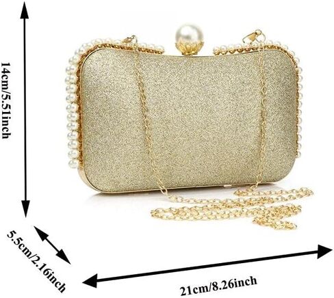 YYW Clutch Purse for Women Pearls Evening handbag Wedding Party Purse Shoulder Bag in Kuwait