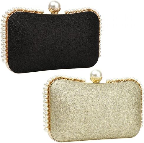 YYW Clutch Purse for Women Pearls Evening handbag Wedding Party Purse Shoulder Bag in Kuwait