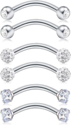 MODRSA روك ثقب المجوهرات أقراط الرخ للنساء حلقات الحاجب الجراحية الصلب العمودي Labret مجوهرات 16 جرام 14 جرام منحني الحديد دافئ Daith سطح الزنمة ثقب المجوهرات الفضة الذهب in Kuwait