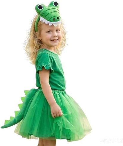 Kirei Sui Kids Animal زي التمساح الأخضر توتو الأذن عقال ربطة عنق ذيل الكفوف in Kuwait