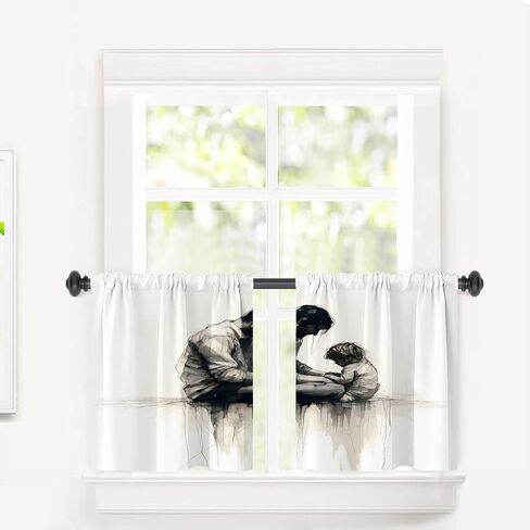 Christmas Cute Snowman Kitchen Tier Curtains for Windows,Snowman Face Let It Snow Buffalo Blackout Valances Multilayer Polyester Window Treatments for Kitchen 2 Pack 26X24 Inches in Kuwait