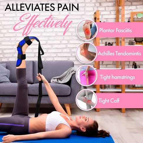 Zenmarkt Foot and Calf Stretcher for Physical Therapy - Stretching Strap For Plantar Fasciitis, Heel Spurs, Foot Drop, Achilles Tendonitis & Hamstring - Yoga Foot & Leg Stretch Strap in Kuwait