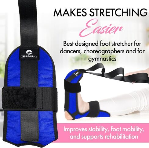 Zenmarkt Foot and Calf Stretcher for Physical Therapy - Stretching Strap For Plantar Fasciitis, Heel Spurs, Foot Drop, Achilles Tendonitis & Hamstring - Yoga Foot & Leg Stretch Strap in Kuwait