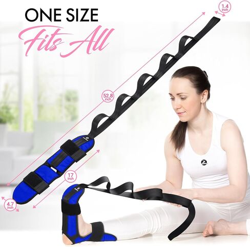 Zenmarkt Foot and Calf Stretcher for Physical Therapy - Stretching Strap For Plantar Fasciitis, Heel Spurs, Foot Drop, Achilles Tendonitis & Hamstring - Yoga Foot & Leg Stretch Strap in Kuwait