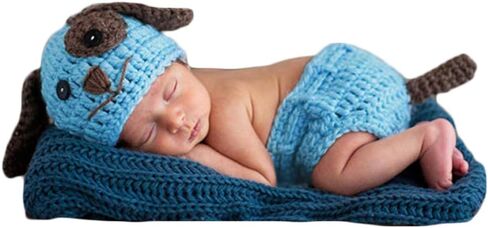 Newborn Baby Photography Props Boy Girl Photo Shoot Outfits Crochet Knitted Puppy Hat Shorts Photography Shoot in Kuwait