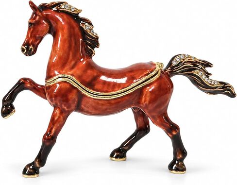 MIXDOM Arabian Horse Trinket Box Jewelry Box Hand Painted Decorative Box with Hinged Lid Ring Earring Holder AnimalFigurine Collectible in Kuwait