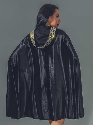 Unicra Hooded Cloak Unisex Adult Velvet Cloak with Gold Sequin Long Cape Halloween Costume Cosplay Party Cape for Women Men in Kuwait