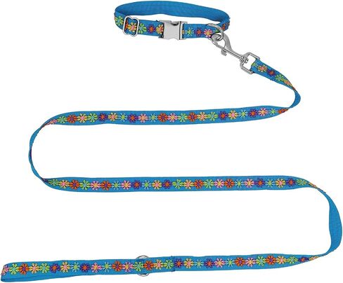 GINIDEAR Dog Collar and Leash Set for Girl Dogs with Cute Embroidery Lace Flowers for Daily Outdoor Walking, Adjustable for Small Medium Large Dogs. Green, S in Kuwait