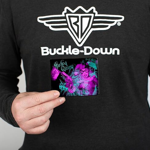 Buckle Down Unisex's Wallet Harley Quinn Pow + Aiming Poses/joker Sketch Black/tu Bi-Fold in Kuwait