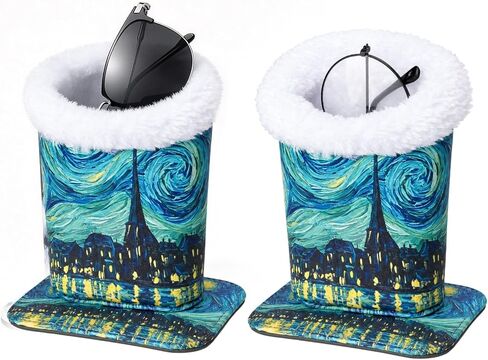 MEGREZ 2PCS Plush Lined Eyeglass Holder, PU Leather Glass stand with Magnetic-Base in Kuwait