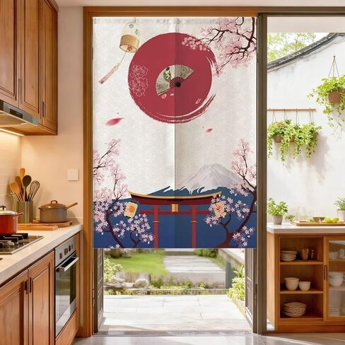 MYRU Japanese Noren Doorway Curtain Tapestry (Blue Fish,33.5 Inches x 59 Inches) in Kuwait