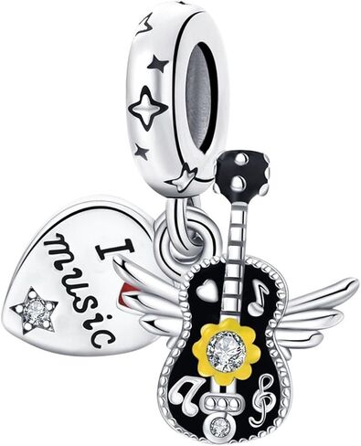 Music Note Charm 925 Sterling Silver Love Melody Charm Art Charm Lucky Charm for Pandora Bracelet (D) in Kuwait