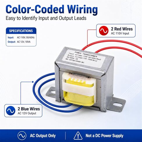 2 Pack Input AC 110V 50/60HZ Output AC 12V 10VA Power Transformer for Synchronous Motor Lighting Power Supplies, Audio Equipment etc. AC/AC Single Phase in Kuwait