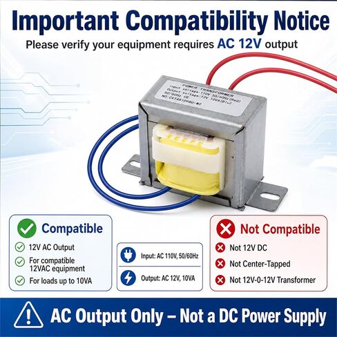 2 Pack Input AC 110V 50/60HZ Output AC 12V 10VA Power Transformer for Synchronous Motor Lighting Power Supplies, Audio Equipment etc. AC/AC Single Phase in Kuwait