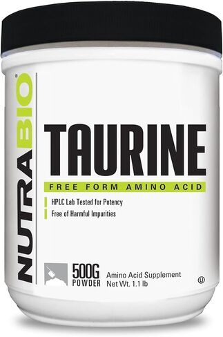 NutraBio Taurine Supplement Powder, Better Energy Levels & Digestion, Reduce Muscle Cramps, 500 Grams - 1000mg Serving in Kuwait