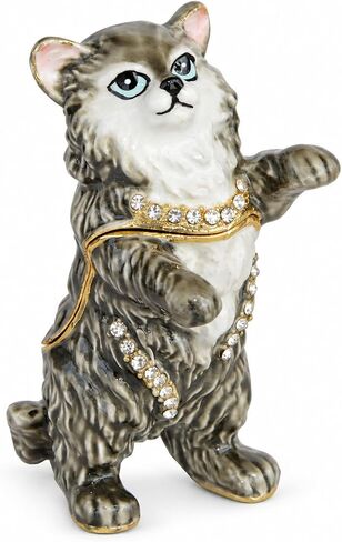 Black Kitty Trinket Box Jewelry Box Hand Painted Decorative Box with Hinged Lid Ring Earring Holder Cat Figurine Collectible in Kuwait