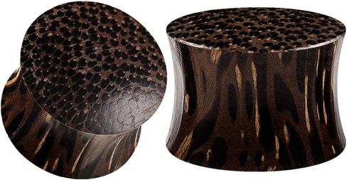 Pair of Palm Wood Double Flared Saddle Piercing Jewelry Ear Stretcher Solid Plugs Flesh Earring Lobe in Kuwait