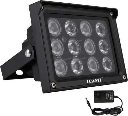 Infrared Illuminator 12pcs Array IR LEDs IR Illuminator Night Vision Wide Angle Long Range Outdoor Waterproof for CCTV Security Camera (White) in Kuwait