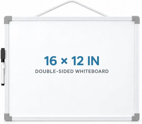 MaxGear Double-Sided Small Dry Erase Board, 14"x11" Mini Hanging Whiteboard, Dry Erase White Board with a Black Dry Erase Marker, Portable Whiteboard for Students - Planning, Drawing, Memo, to Do List in Kuwait