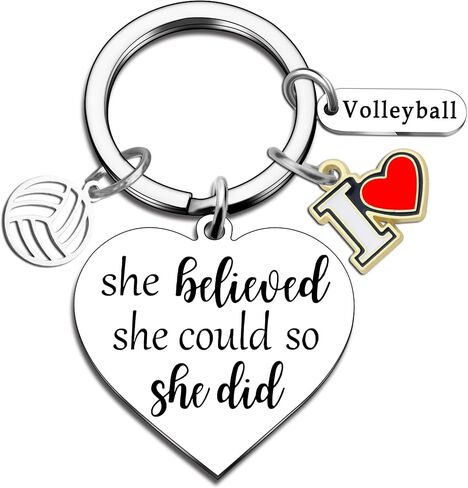 Volleyball Gifts for Teen Girls Women Volleyball Stuff Keychain Accessories Cute Gifts for Volleyball Players-She Believed She Could So She Did-I Love Volleyball Training Equipment Stuff Jewelry in Kuwait