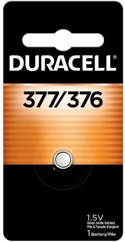 Duracell 376/377 Silver Oxide Button Battery, 1 Count Pack, 376/377 1.5 Volt Battery, Long-Lasting for Watches, Medical Devices, Calculators, and More in Kuwait