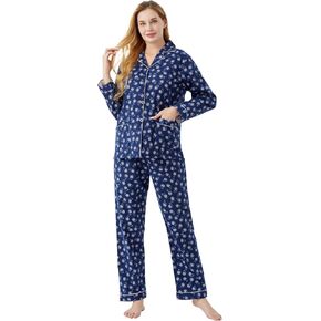 cotton flannel pajamas for women 100% cotton flannel pajamas set soft PJS cozy womens loungewear in Kuwait