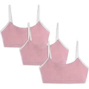 Mightly Girls' Bralette | Organic Cotton, Cami Crop Training Bra w/Adjustable Straps, Dance&Sport Set for Kids & Teens,3-Pack in Kuwait